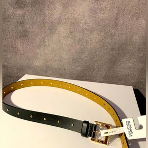 Genuine Leather Black Belt Studded golden tone black metal buckle Michael Kors Michael Kors Leather Black Belts for Women for sale | eBay main image 3